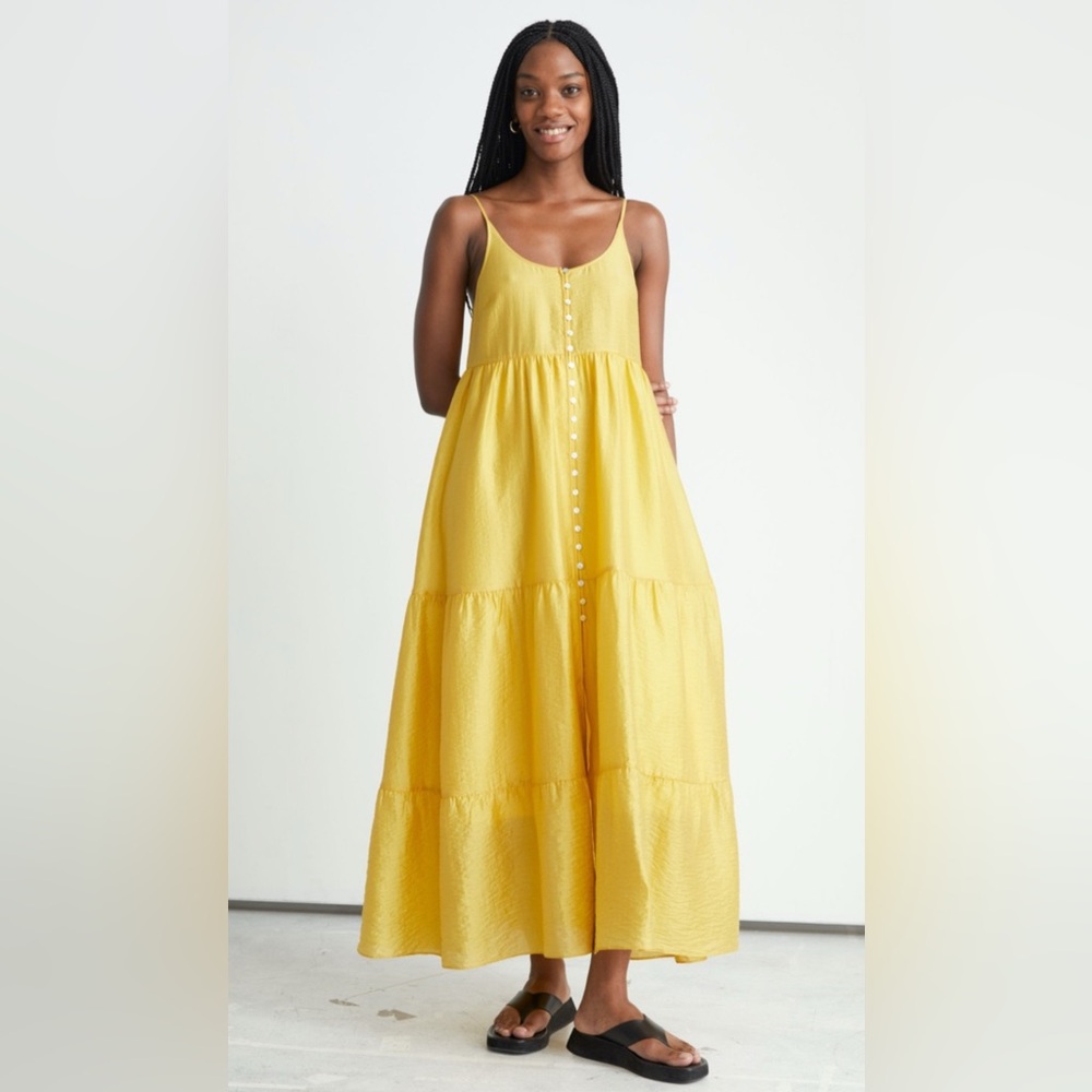 &other stories maxi dress in beautiful gold yellow color